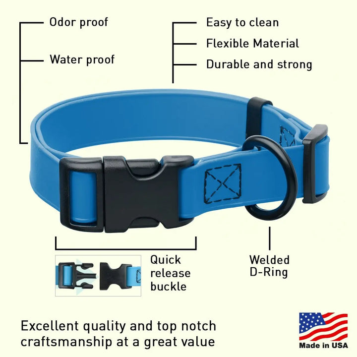 Biothane Waterproof Dog Collar with Quick Release Buckle Dogline