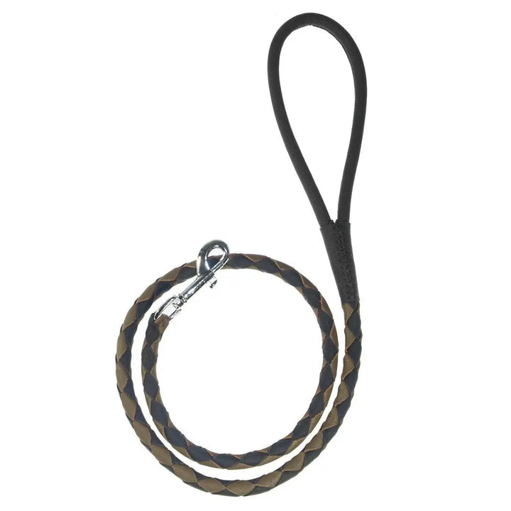 Soft Leather Dual-Color Braided Round Lead Dogline